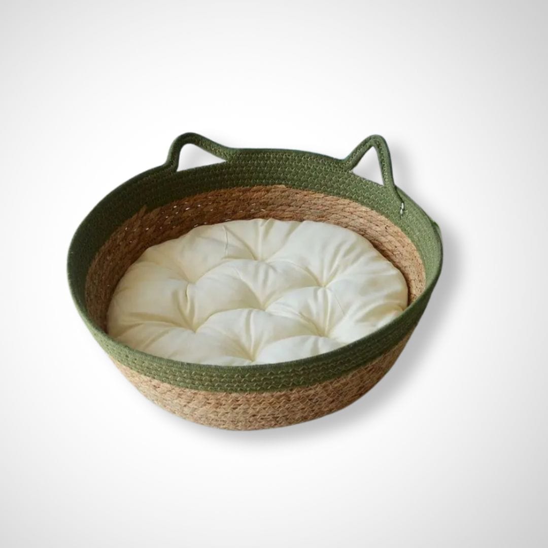 Panier chien / chat | Zoé Vert/ coussin blanc / S 35CM