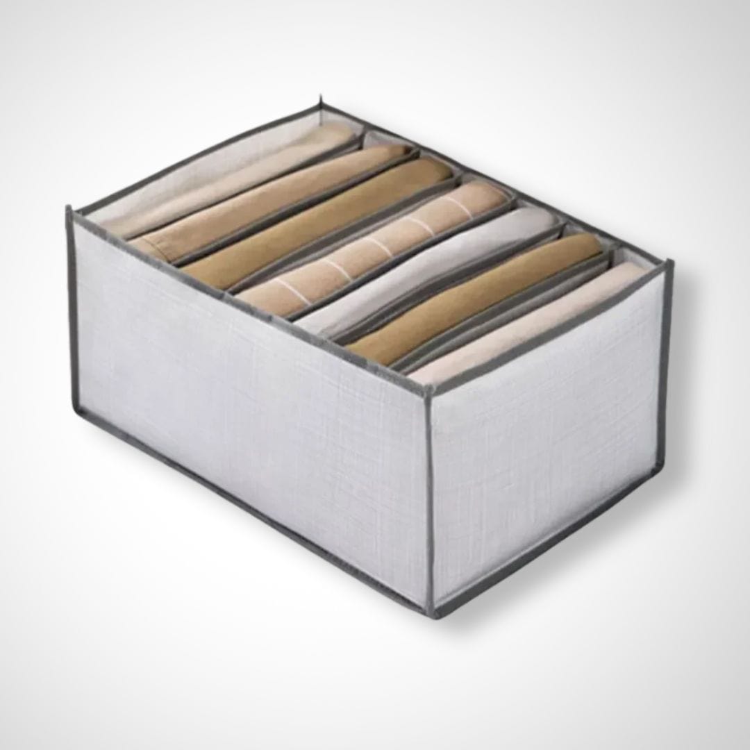 Panier de rangement en tissu | Hirondelle Blanc/ gris / 7 cases - 35x24x17 cm