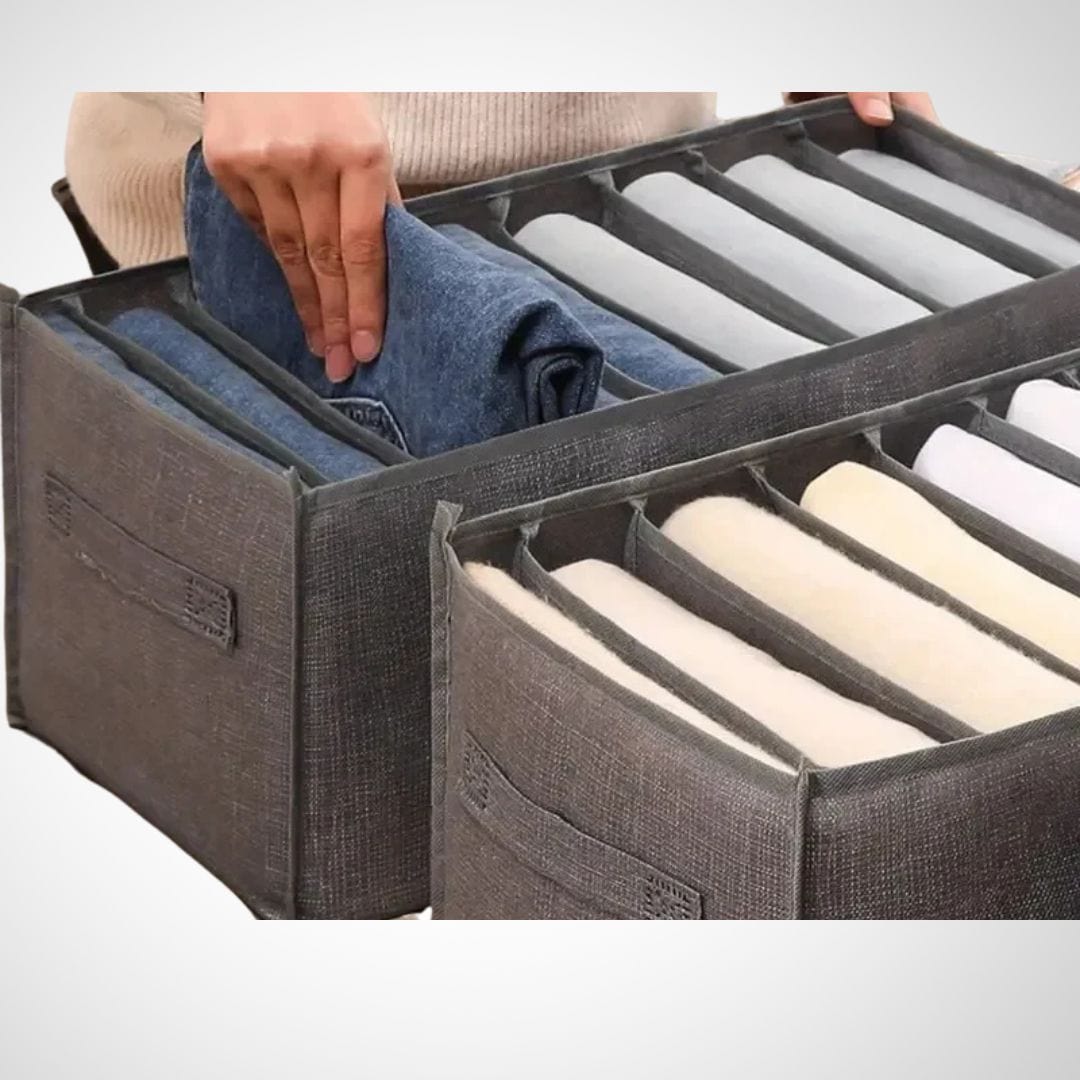 Panier de rangement en tissu | Hirondelle Gris/ Blanc / 9 cases- 44x25x22 cm