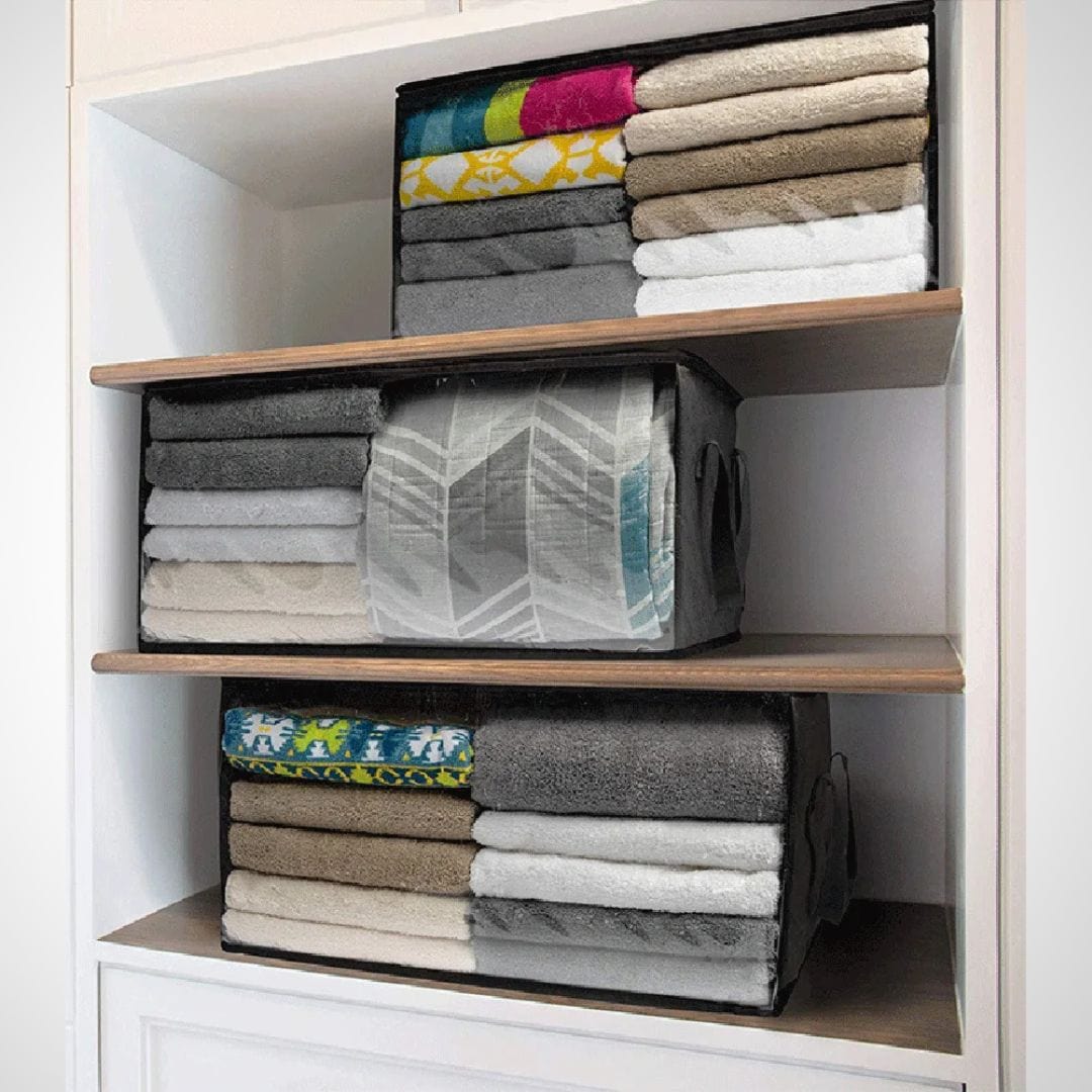 Panier de rangement en tissu | Sédum Gris / 30x31x58