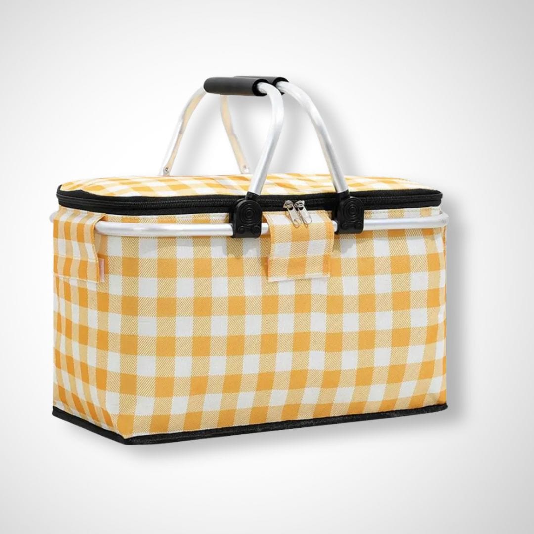 Panier pique-nique | Portocoli Carreaux jaune / 23x42x23 cm