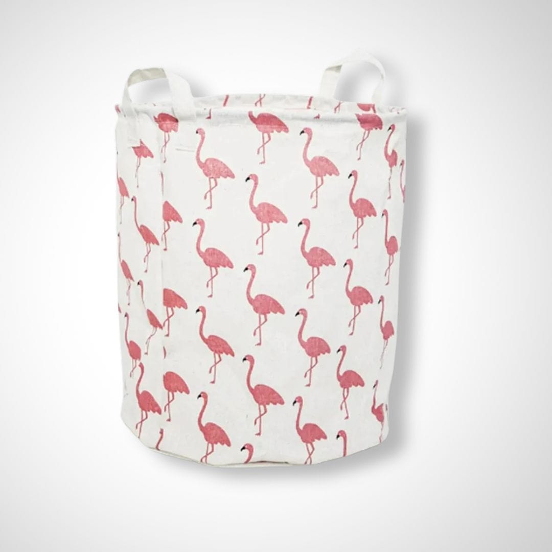 Panier à linge pliable | Héron Blanc- Flamands rose / 42x33 cm