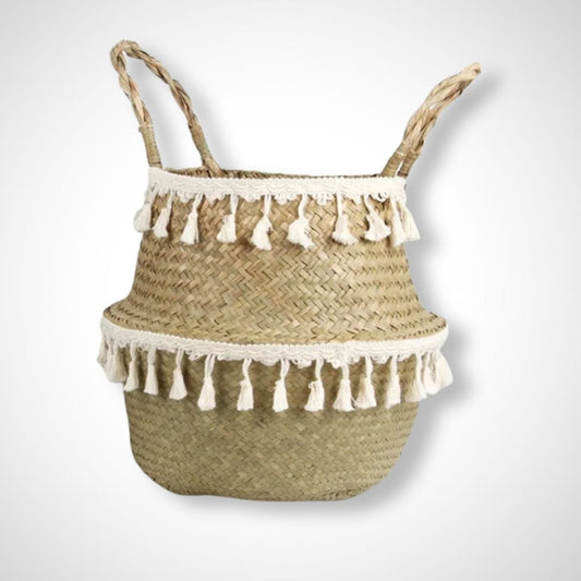 Panier tissé à la main pliable | Solidago Blanc / 22x20cm