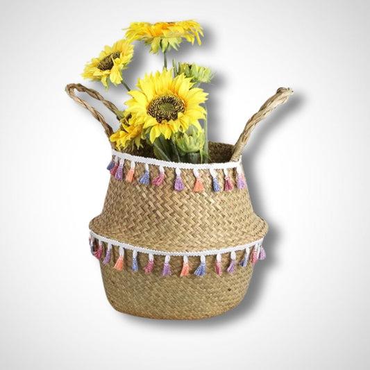 Panier tissé à la main pliable | Solidago Pastel / 22x20cm